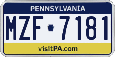PA license plate MZF7181