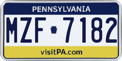 PA license plate MZF7182