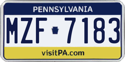 PA license plate MZF7183