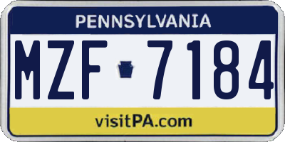 PA license plate MZF7184