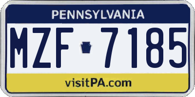 PA license plate MZF7185