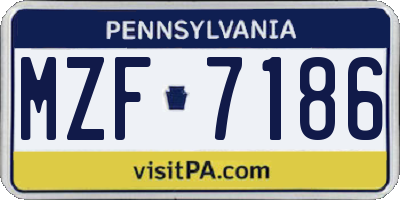 PA license plate MZF7186