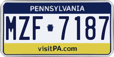 PA license plate MZF7187