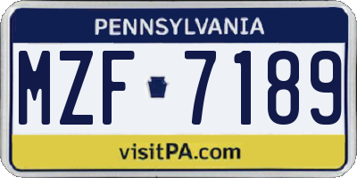 PA license plate MZF7189