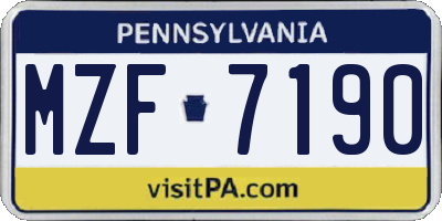 PA license plate MZF7190