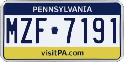 PA license plate MZF7191