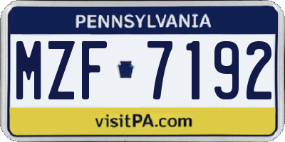 PA license plate MZF7192