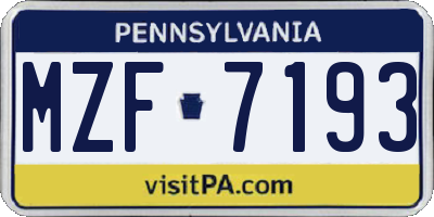 PA license plate MZF7193