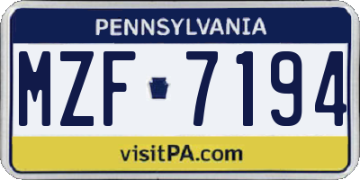 PA license plate MZF7194