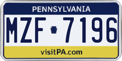 PA license plate MZF7196