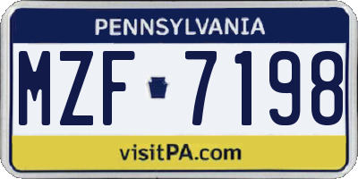 PA license plate MZF7198
