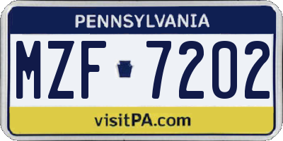 PA license plate MZF7202