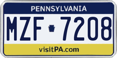 PA license plate MZF7208