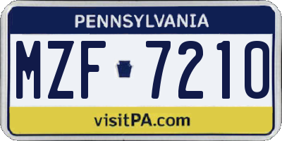 PA license plate MZF7210