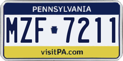 PA license plate MZF7211