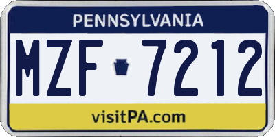 PA license plate MZF7212