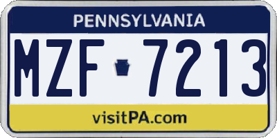 PA license plate MZF7213