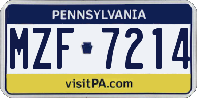 PA license plate MZF7214