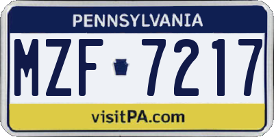 PA license plate MZF7217