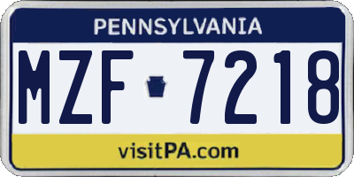 PA license plate MZF7218