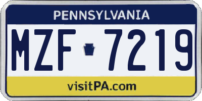PA license plate MZF7219