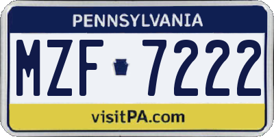 PA license plate MZF7222