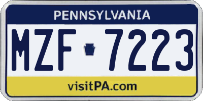 PA license plate MZF7223