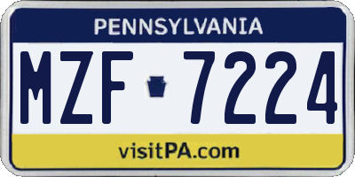 PA license plate MZF7224