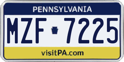 PA license plate MZF7225