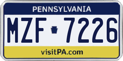 PA license plate MZF7226