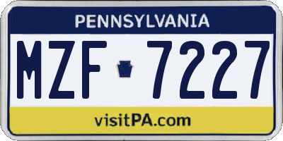 PA license plate MZF7227