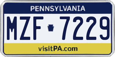 PA license plate MZF7229