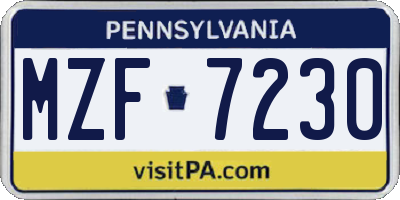 PA license plate MZF7230