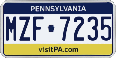 PA license plate MZF7235