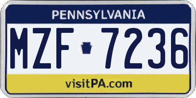 PA license plate MZF7236