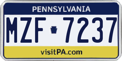 PA license plate MZF7237