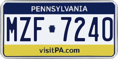 PA license plate MZF7240