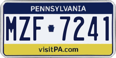 PA license plate MZF7241