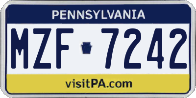 PA license plate MZF7242