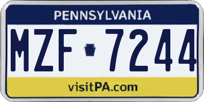 PA license plate MZF7244