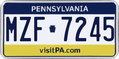 PA license plate MZF7245