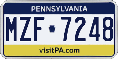 PA license plate MZF7248