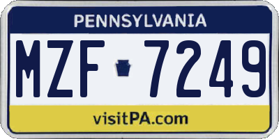 PA license plate MZF7249