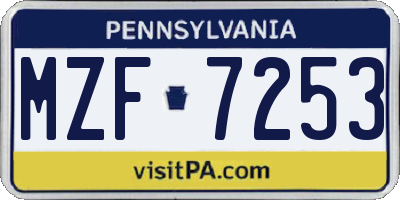PA license plate MZF7253
