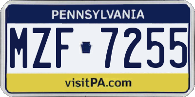 PA license plate MZF7255