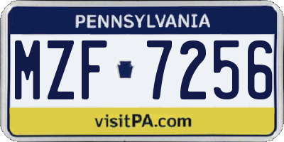 PA license plate MZF7256