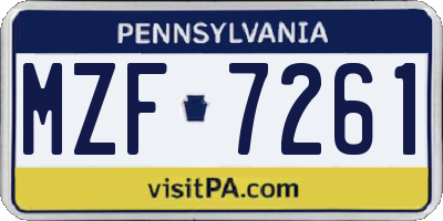PA license plate MZF7261