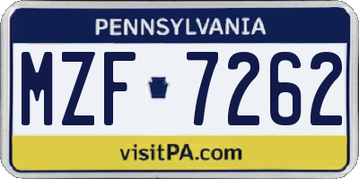 PA license plate MZF7262