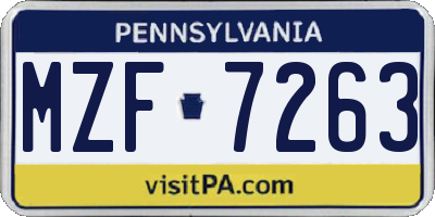 PA license plate MZF7263