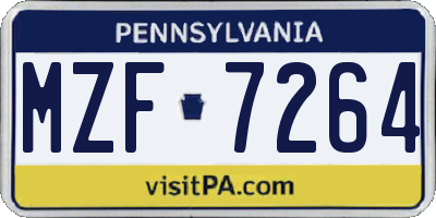 PA license plate MZF7264